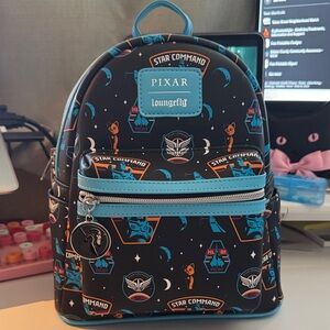 Loungefly Pixar Star Command Backpack - Black and Blue